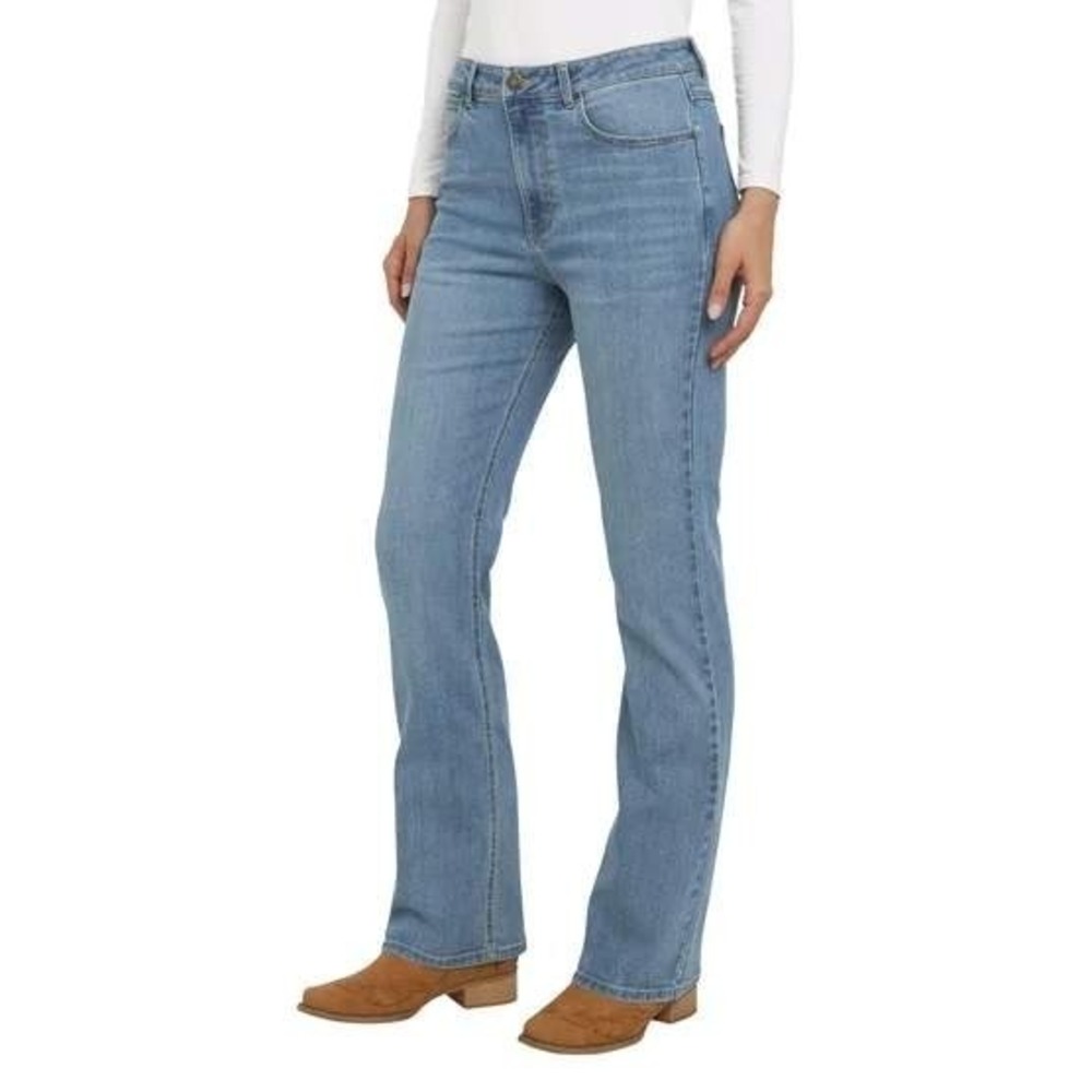 WRANGLER High-Rise Bootcut Jeans Size 28 Light‎ Blue Stretch Denim Wide Leg NWT